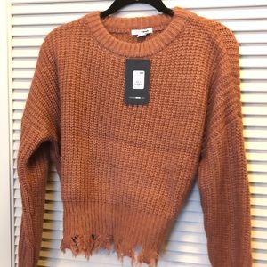 Mauve Distressed Sweater Brand New w/tags